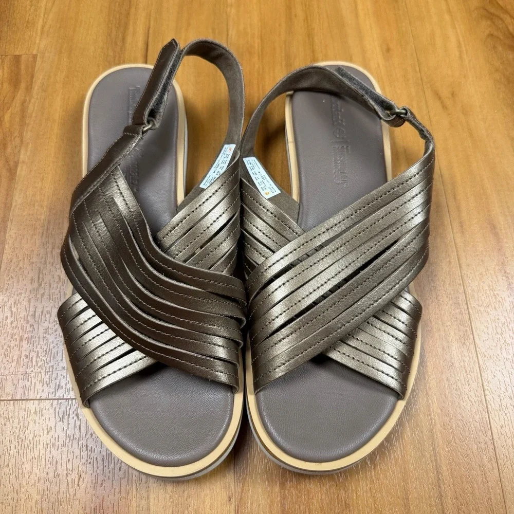 Timberland Womens Sandals 9.5 Bronze SensorFlex Crossband Slingback A1VNA